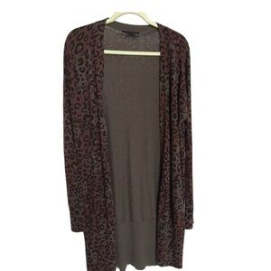 SANCTUARY Lenox Leopard Print Long Open Front Cardigan Print Size Med